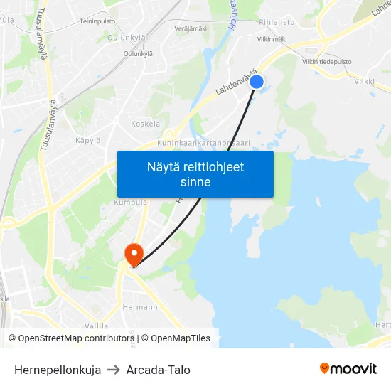 Hernepellonkuja to Arcada-Talo map