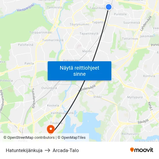 Hatuntekijänkuja to Arcada-Talo map