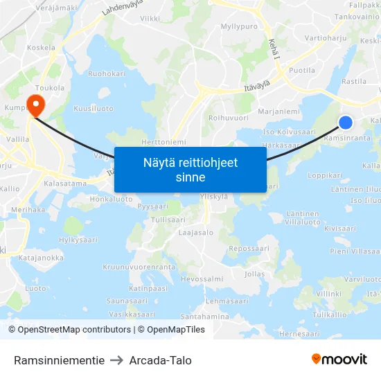 Ramsinniementie to Arcada-Talo map