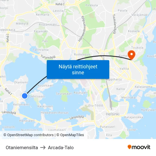 Otaniemensilta to Arcada-Talo map