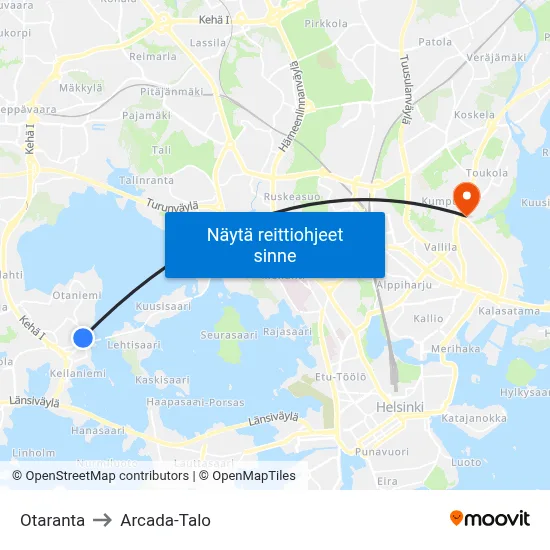 Otaranta to Arcada-Talo map