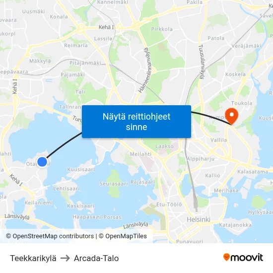 Teekkarikylä to Arcada-Talo map