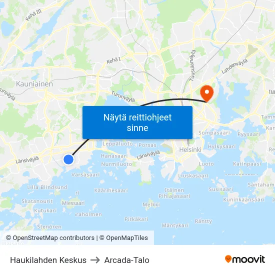 Haukilahden Keskus to Arcada-Talo map