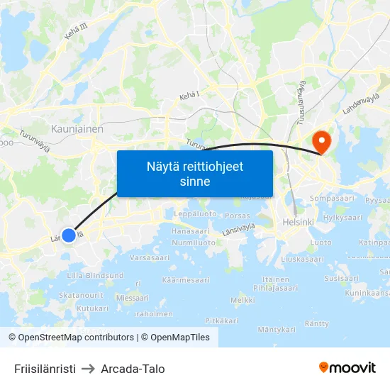 Friisilänristi to Arcada-Talo map