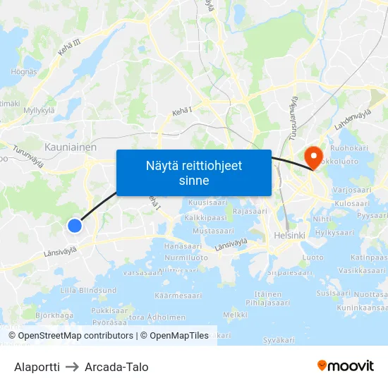 Alaportti to Arcada-Talo map