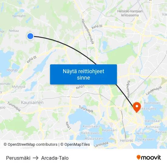 Perusmäki to Arcada-Talo map