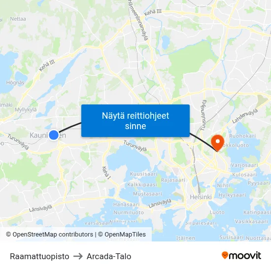 Raamattuopisto to Arcada-Talo map