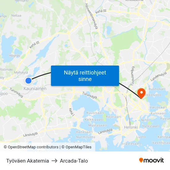 Työväen Akatemia to Arcada-Talo map