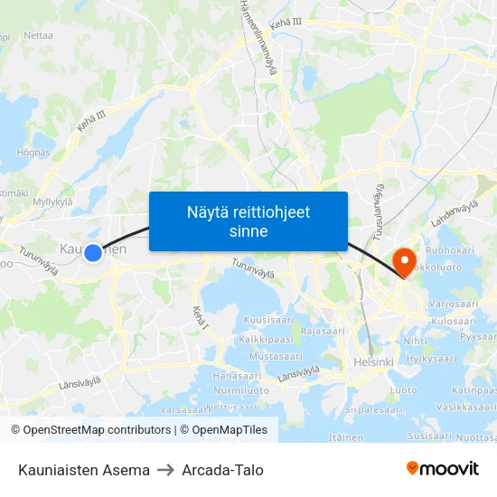 Kauniaisten Asema [Grani] to Arcada-Talo map