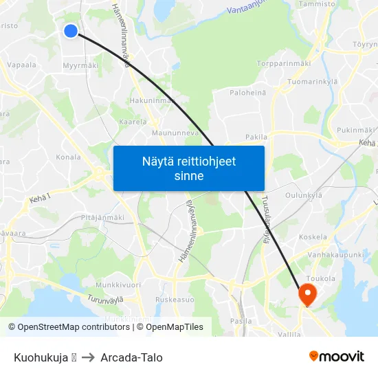 Kuohukuja 🛒 to Arcada-Talo map