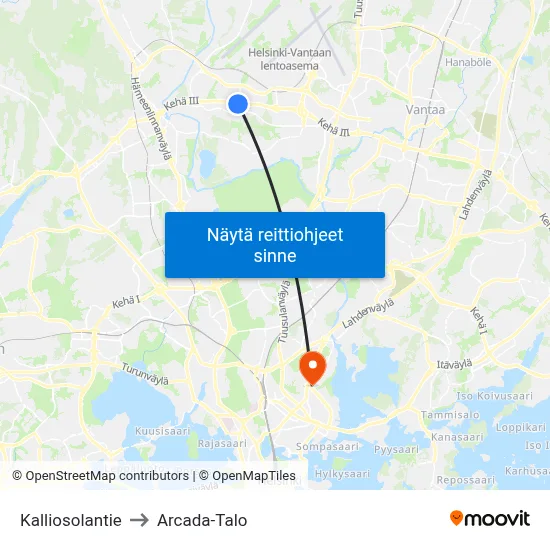 Kalliosolantie to Arcada-Talo map