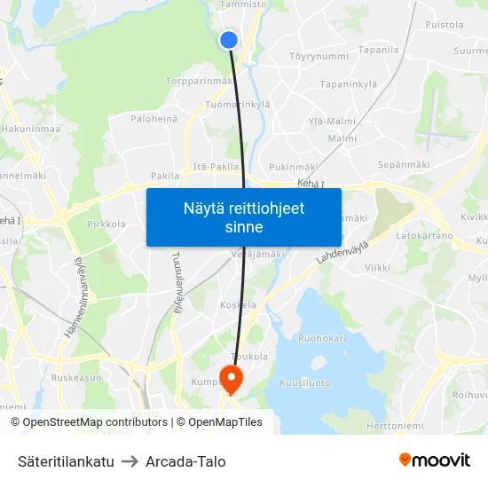 Säteritilankatu to Arcada-Talo map