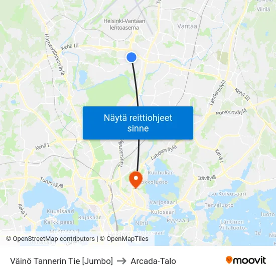 Väinö Tannerin Tie  [Jumbo] to Arcada-Talo map