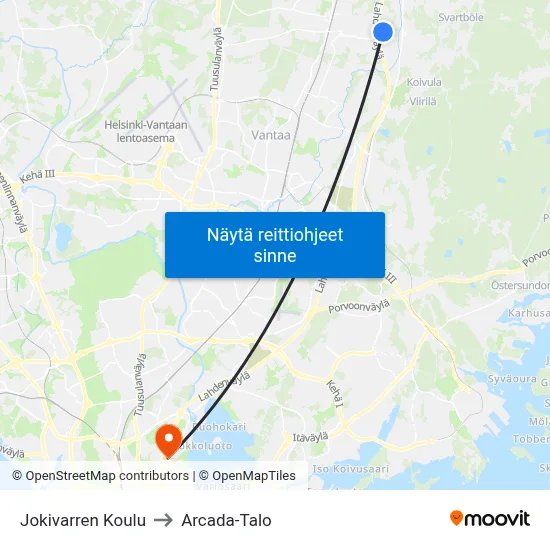 Jokivarren Koulu to Arcada-Talo map