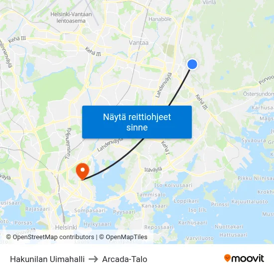Hakunilan Uimahalli to Arcada-Talo map