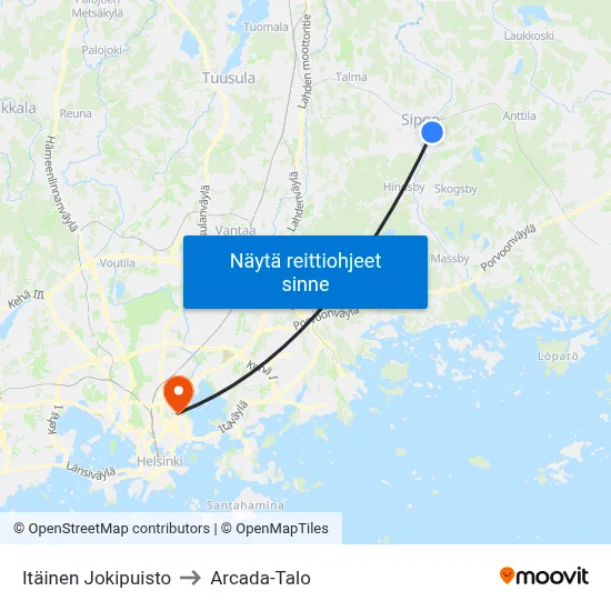Itäinen Jokipuisto to Arcada-Talo map