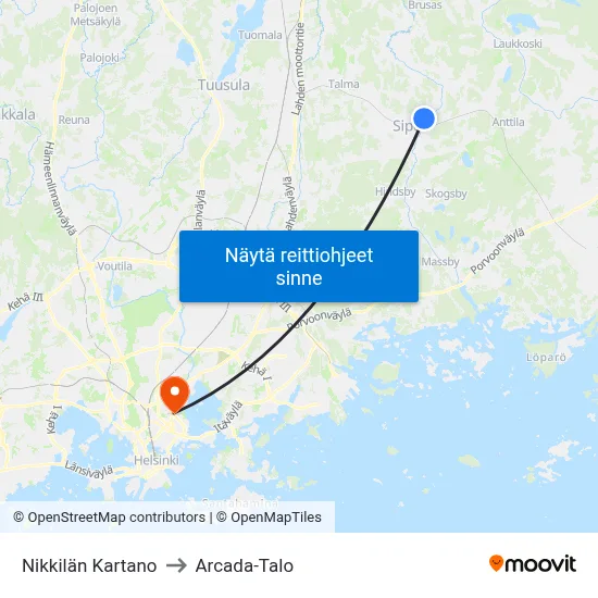 Nikkilän Kartano to Arcada-Talo map
