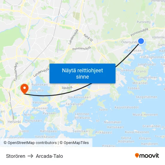 Storören to Arcada-Talo map