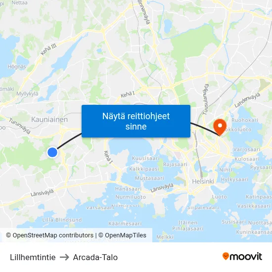 Lillhemtintie to Arcada-Talo map