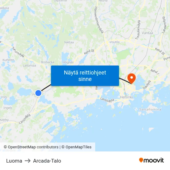 Luoma to Arcada-Talo map