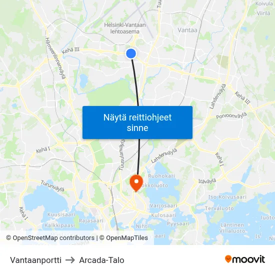 Vantaanportti to Arcada-Talo map