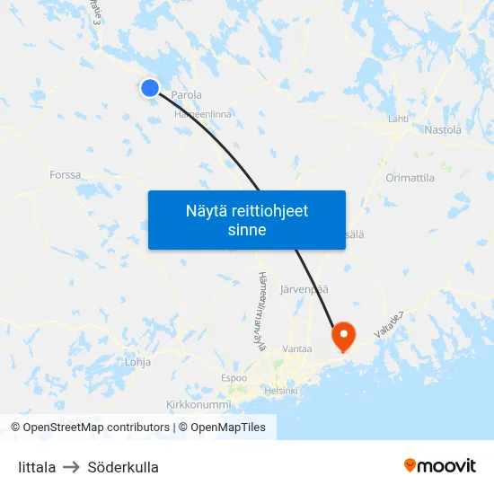 Iittala to Söderkulla map