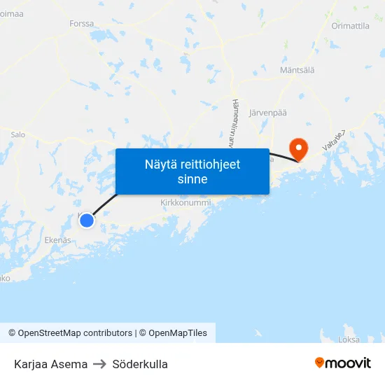 Karjaa Asema to Söderkulla map