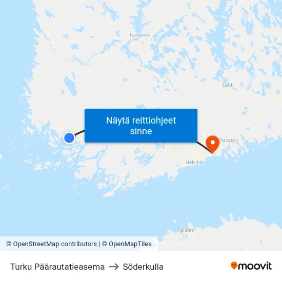 Turku Päärautatieasema to Söderkulla map