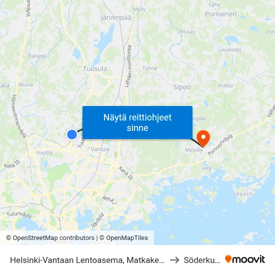 Helsinki-Vantaan Lentoasema, Matkakeskus to Söderkulla map