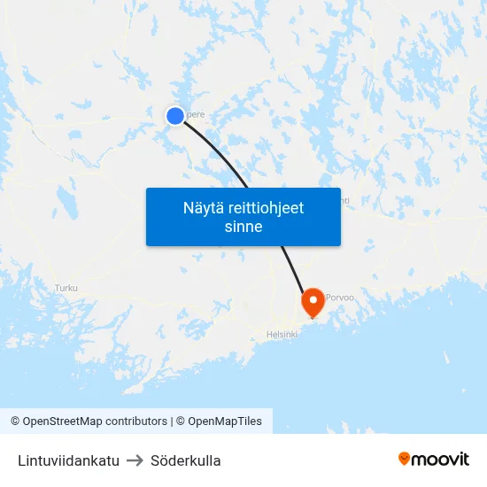 Lintuviidankatu to Söderkulla map