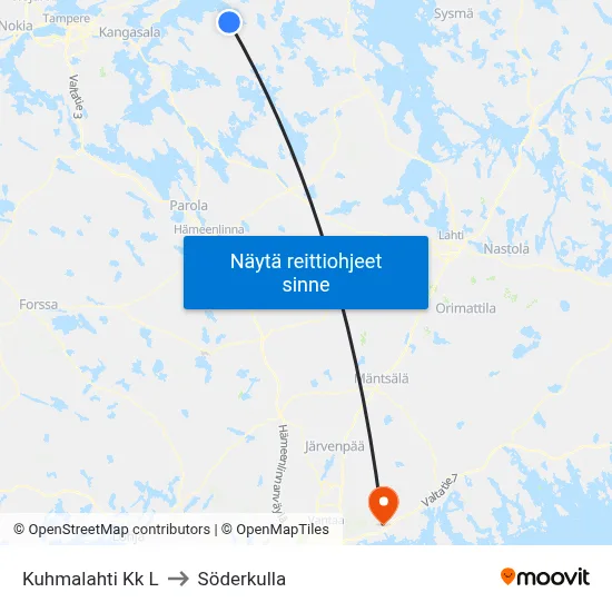 Kuhmalahti Kk L to Söderkulla map