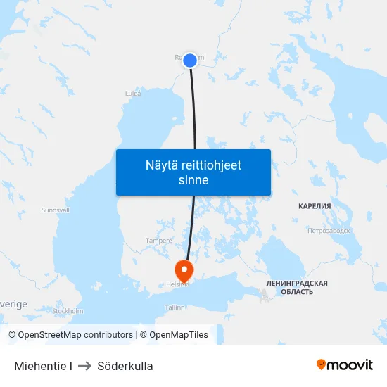 Miehentie I to Söderkulla map