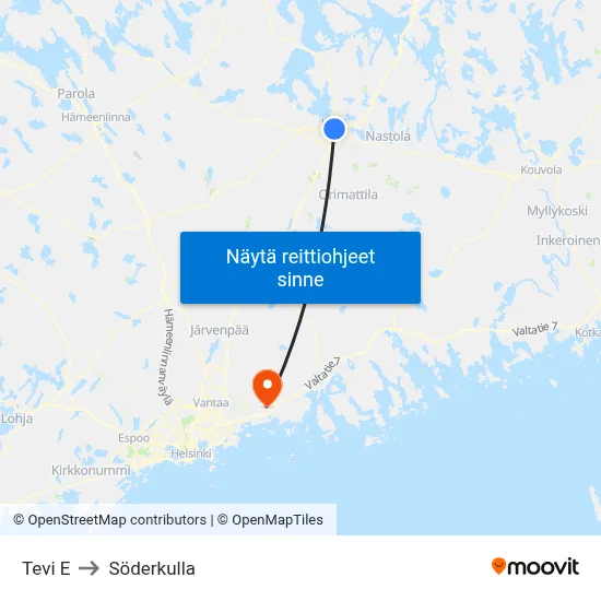 Tevi E to Söderkulla map