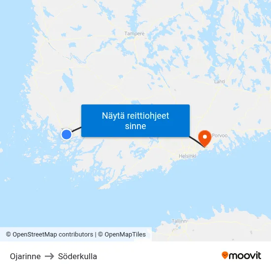 Ojarinne to Söderkulla map