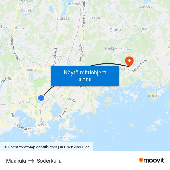 Maunula to Söderkulla map