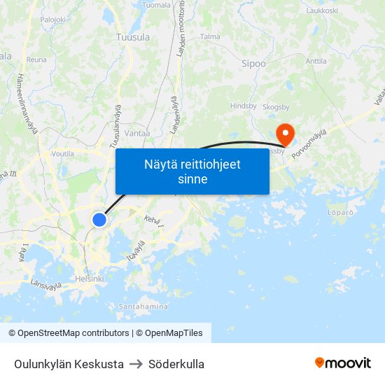 Oulunkylän Keskusta to Söderkulla map