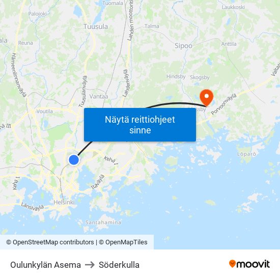 Oulunkylän Asema to Söderkulla map