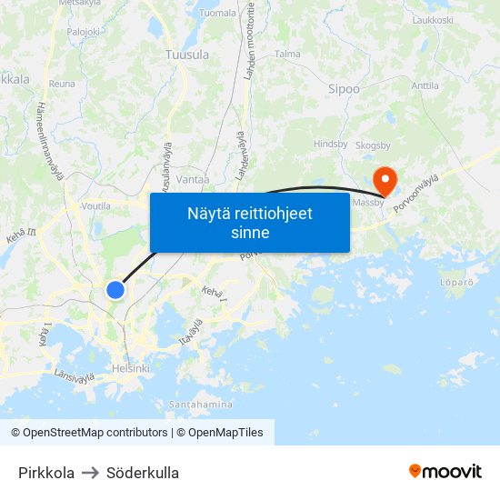 Pirkkola to Söderkulla map