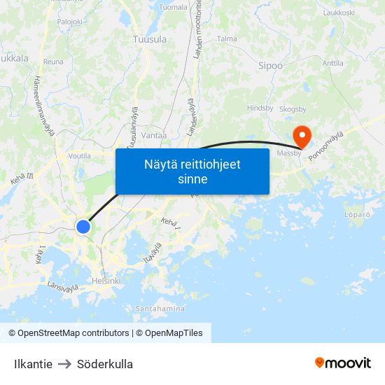 Ilkantie to Söderkulla map