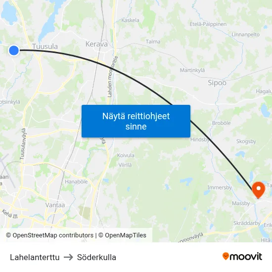 Lahelanterttu to Söderkulla map