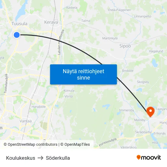 Koulukeskus to Söderkulla map