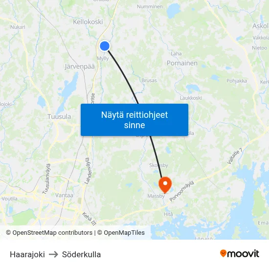 Haarajoki to Söderkulla map
