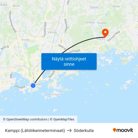 Kamppi (Lähiliikenneterminaali) to Söderkulla map