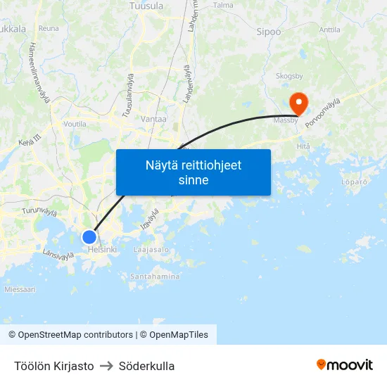 Töölön Kirjasto to Söderkulla map