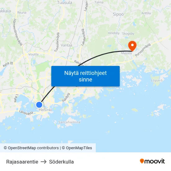 Rajasaarentie to Söderkulla map