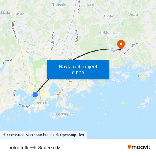 Töölöntulli to Söderkulla map