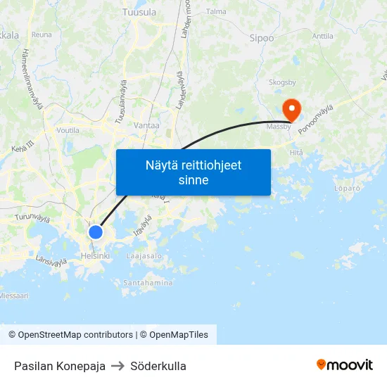 Pasilan Konepaja to Söderkulla map