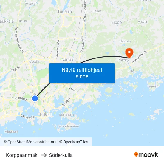 Korppaanmäki to Söderkulla map