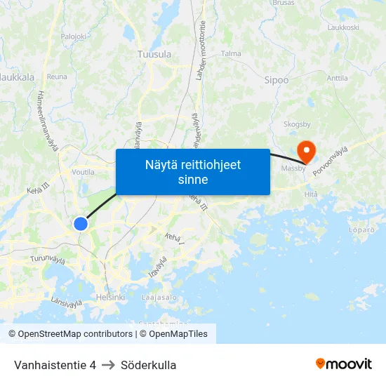 Vanhaistentie 4 to Söderkulla map