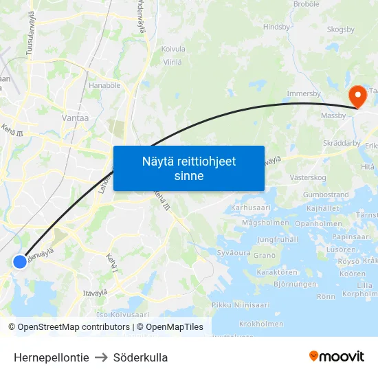 Hernepellontie to Söderkulla map